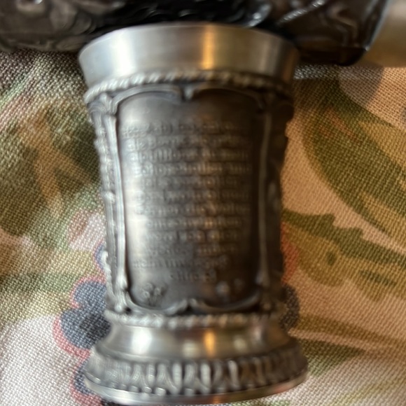 Vtg 70s KIRK STIEFF Pewter Cups German Scenes Shot Glasses & Cup 3-Piece Set Bar - Picture 14 of 16